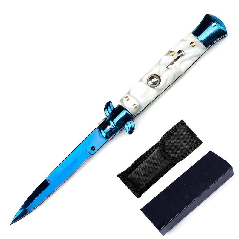 O1CN013SJqqg1t2bdrXJ6ss_3914495844-0-cib.jpg 8,75 AKC Blue Branch Titanweie Muschel Stiletto Springmesser – Bild 1