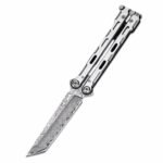 Damaskus Balisong Ganzstahl-Trainingsmesser, ungeschärft
