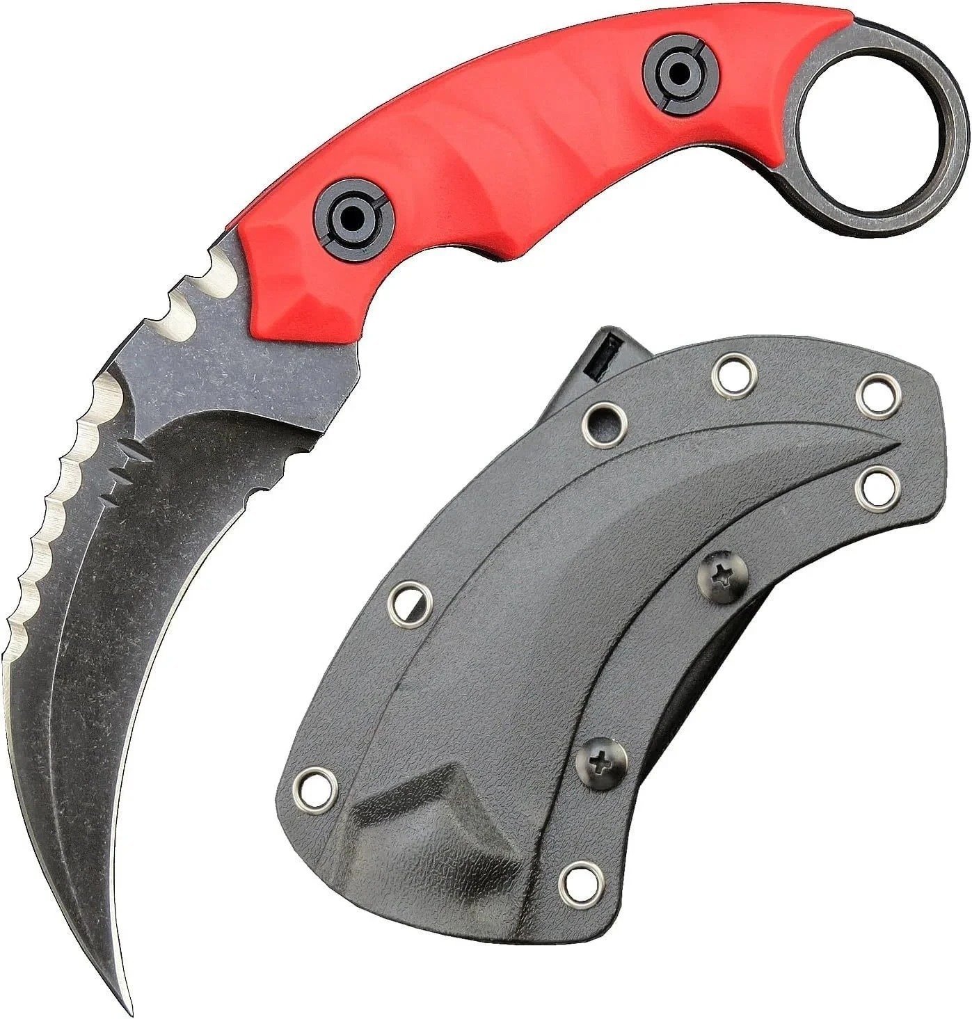 Karambit-Messer, D2-Stahl + Nylon-Fiberglas-Griff, Outdoor-Klauenmesser mit Kydex-Scheide, Edc-RDE