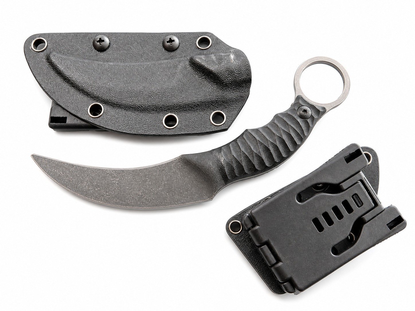 Karambit-Messer, G10-Griff, Klauenmesser mit Kydexscheide, tragbares Edc-Messer, silberfarben