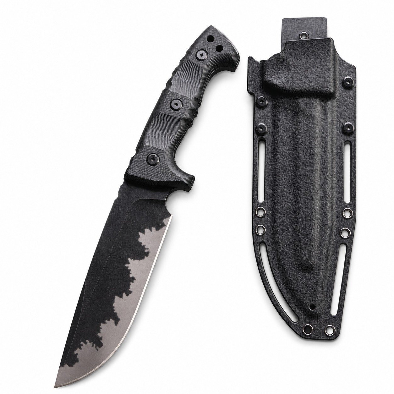 Camping Outdoor Survival Messer, tragbares Messer, hohe Härte, gerades Messer, scharfes Überlebensmesser, integrierter Kiel, hohe Härte, taktisches Messer – Schwarz-1