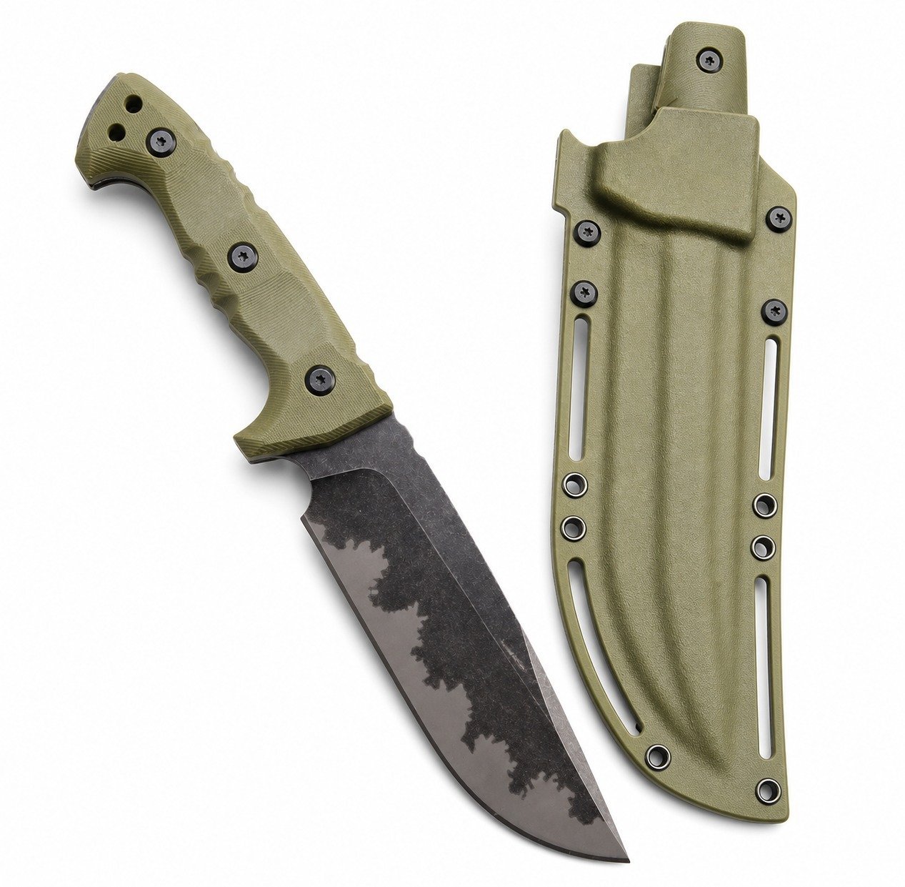 Camping Outdoor Survival Messer, tragbares Messer, hohe Härte, gerades Messer, scharfes Überlebensmesser, integrierter Kiel, hohe Härte, taktisches Messer – Grün-1