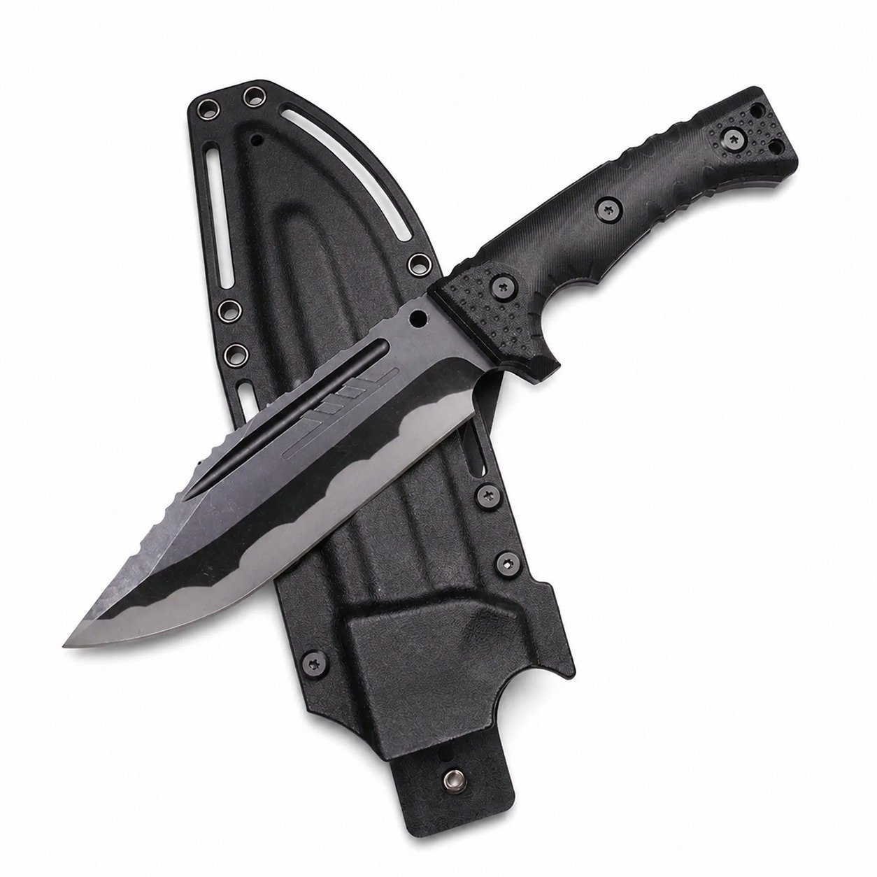 Camping Outdoor Survival Messer tragbares Messer hohe Härte gerades Messer scharfes Überlebensmesser integrierter Kiel hohe Härte taktisches Messer – Blcak-2