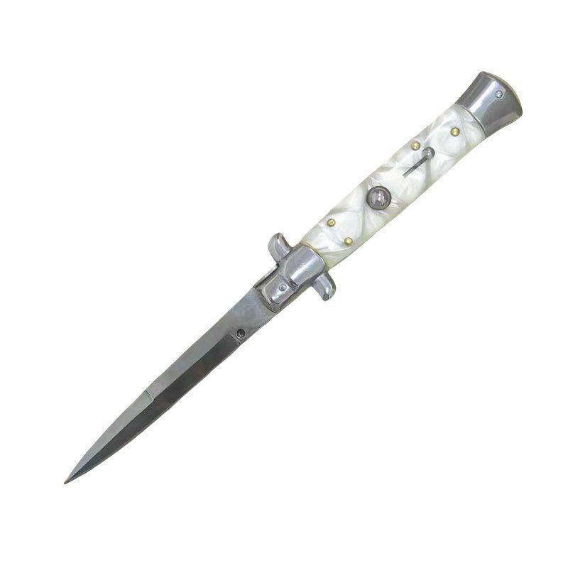 9 Zoll italienisches Stiletto-Messer – Springmesser mit perlweißem Griff