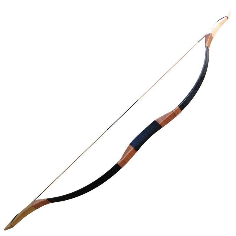 Schwarzer Python-Muster, traditioneller Pfeil und Bogen, traditionelles Bogenschießen, Pfeil und Bogen, antiker antiker Recurvebogen, Pfeil und Bogen für den Außenbereich
