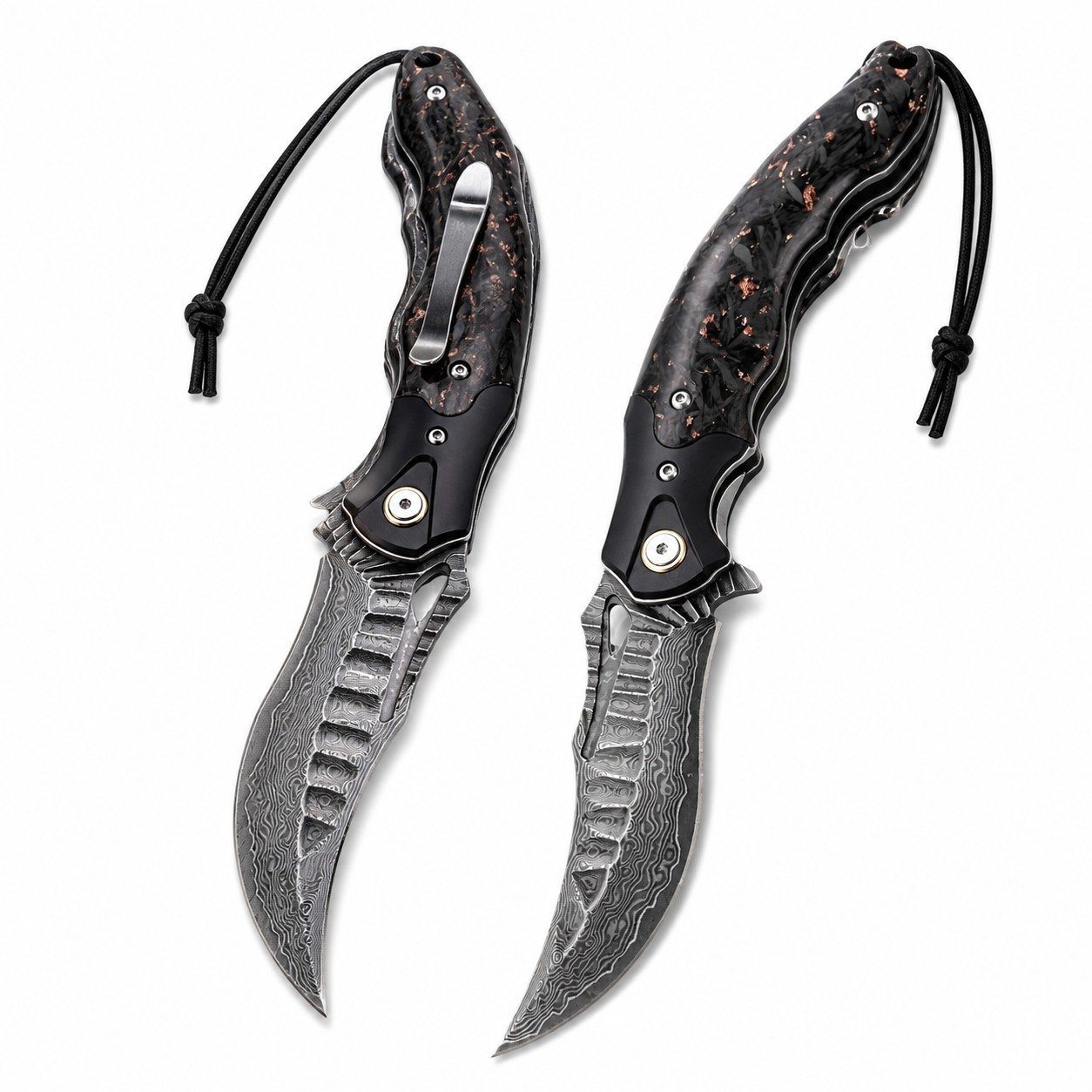 Abyss Damascus Schnellöffnendes Klappmesser