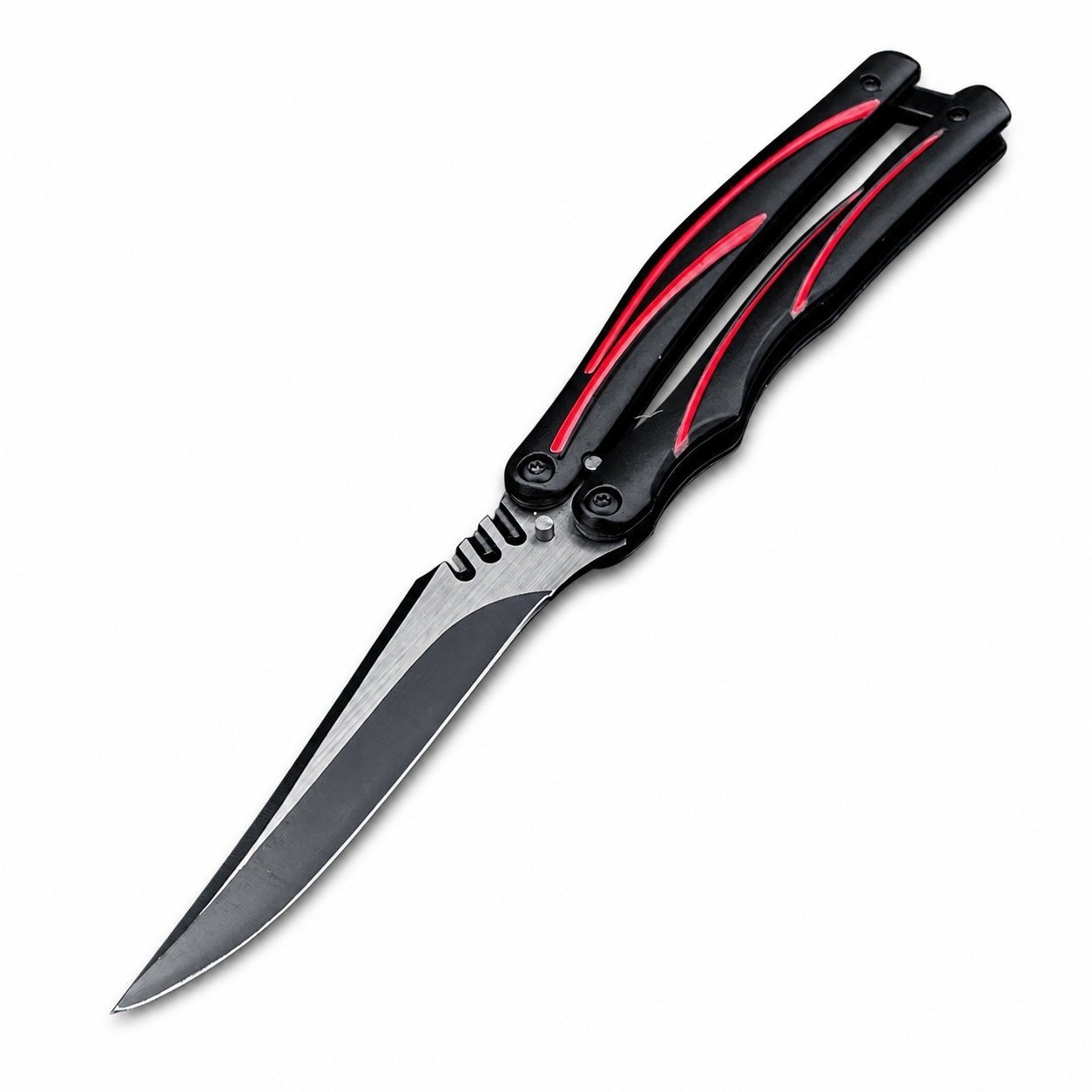 Einzigartiges Flipper-Klappmesser mit schwarz-rotem Griff