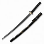 Schwarzes Drachenwellen-Samurai-Messer mit feststehender Klinge