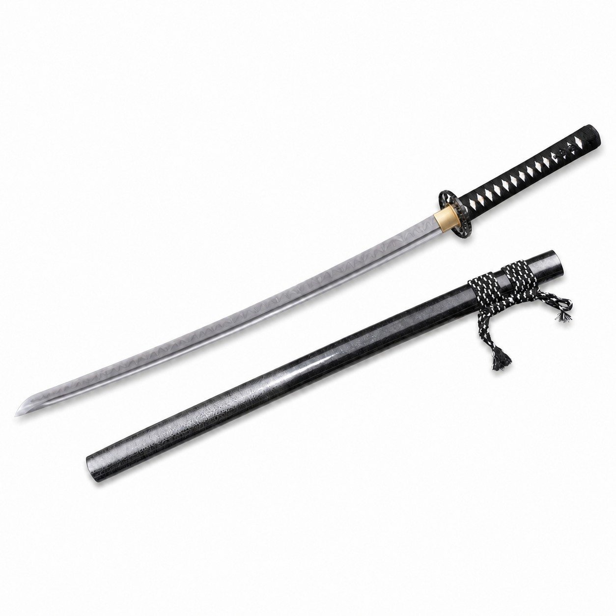 Handgefertigtes Samurai-Messer mit fester Klinge und Blattmuster von Ghost