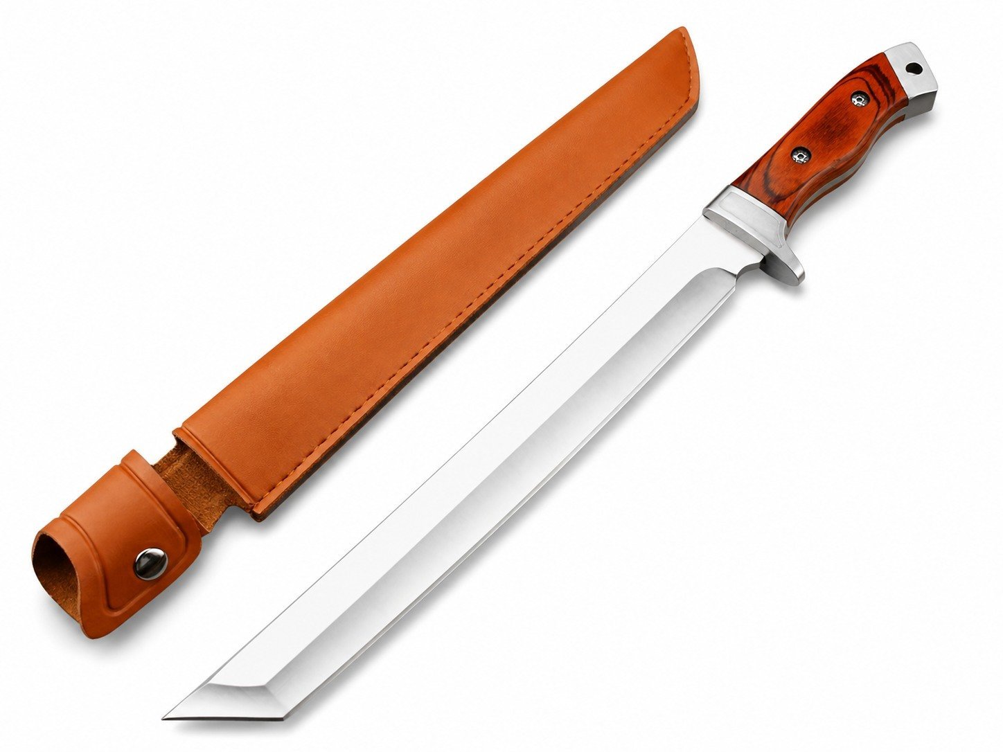 Erweiterte Version des Messers mit feststehender Klinge und farbigem Holzrücken