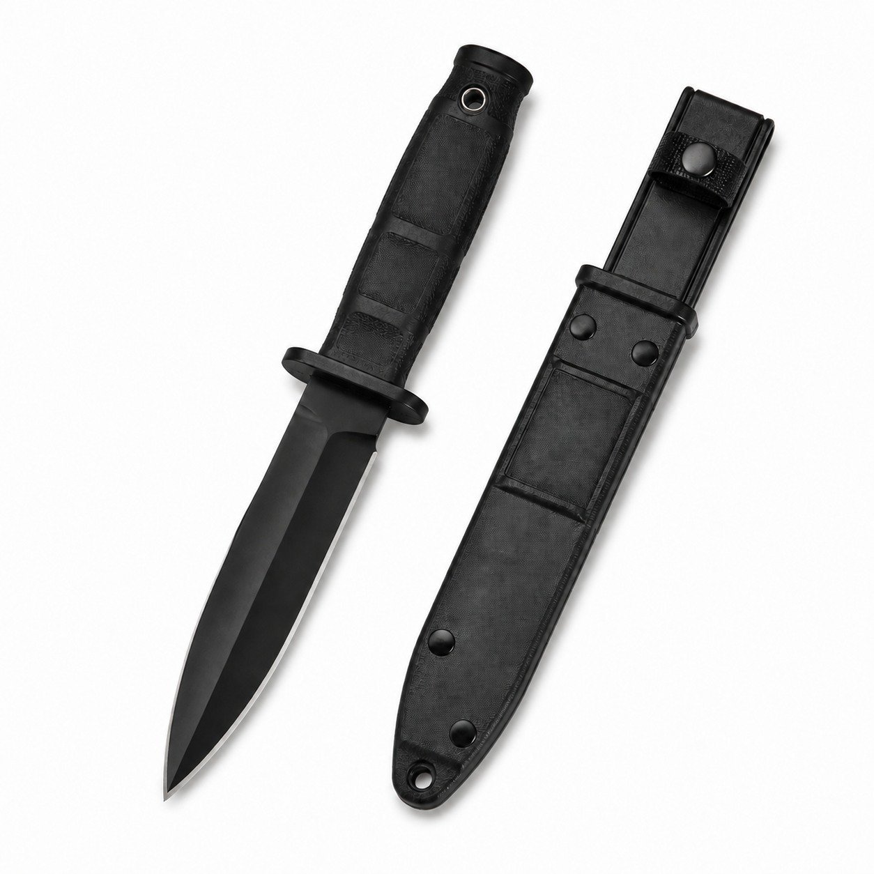 AK12 Schwarzes Messer mit fester Klinge