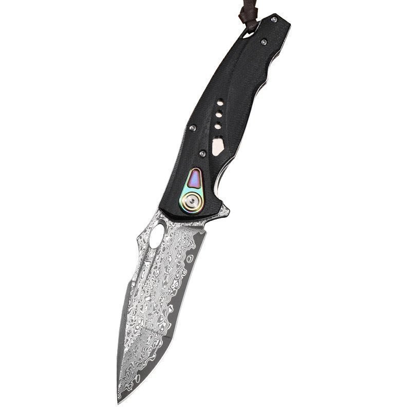 Geschmiedetes Damaststahl-Klappmesser, Outdoor-Camping-Messer mit hoher Härte, taktisches, tragbares Überlebensmesser